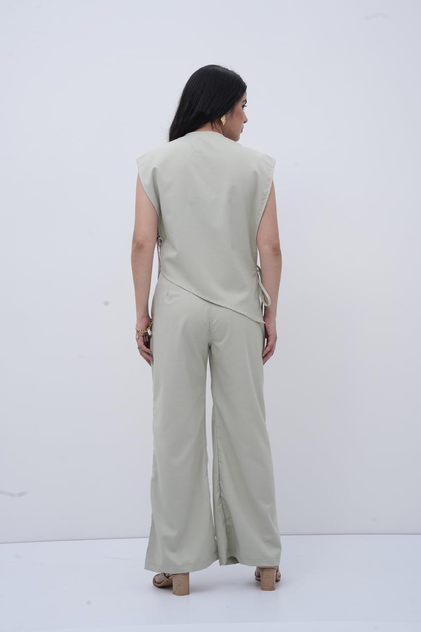 The Side-Tie Power Sage Green Top