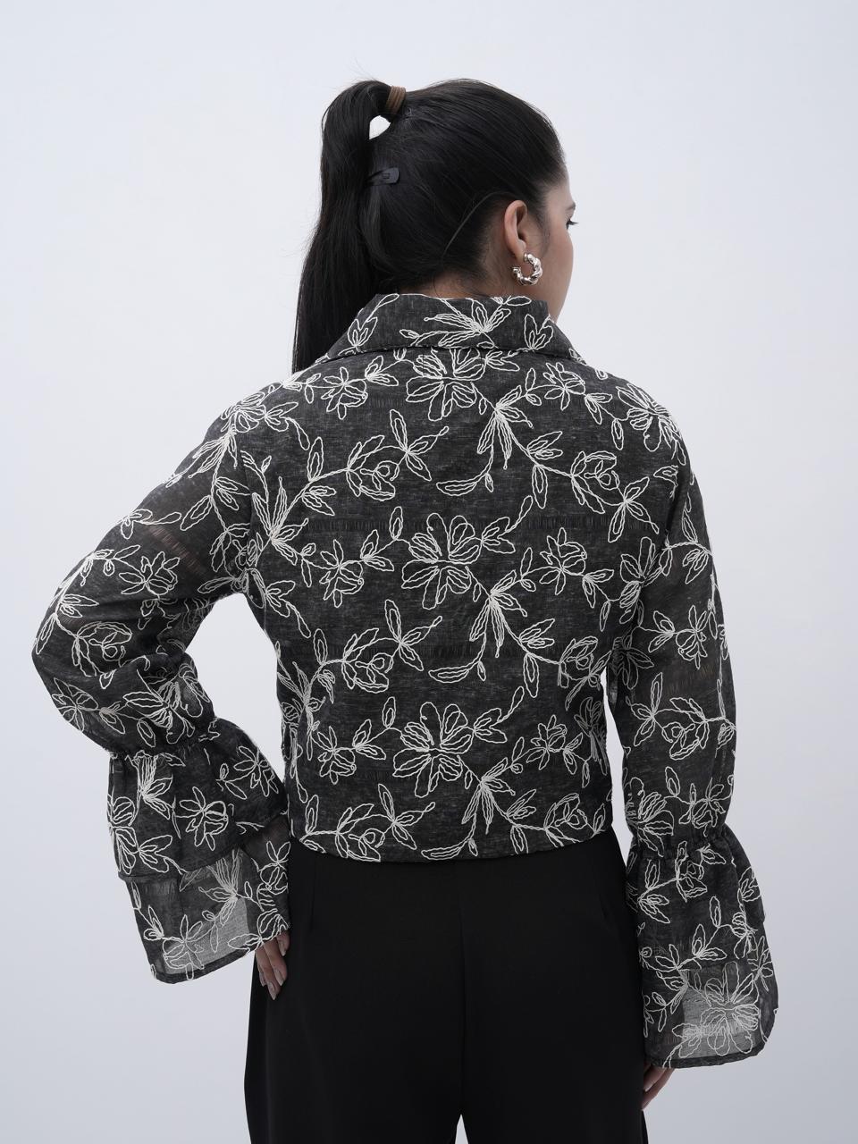 Monochrome Floral Top