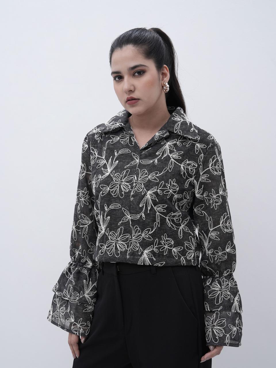 Monochrome Floral Top