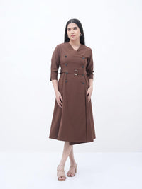 Trench Twist Midi Brown Dress