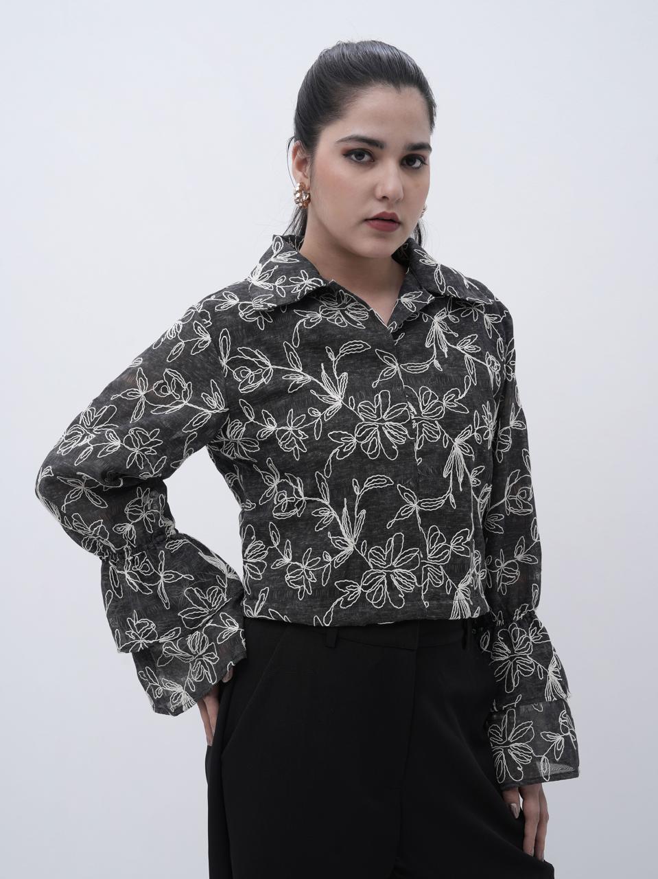 Monochrome Floral Top