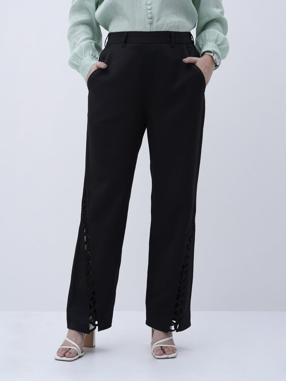 Side Zigzag Black Pant