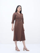 Trench Twist Midi Brown Dress