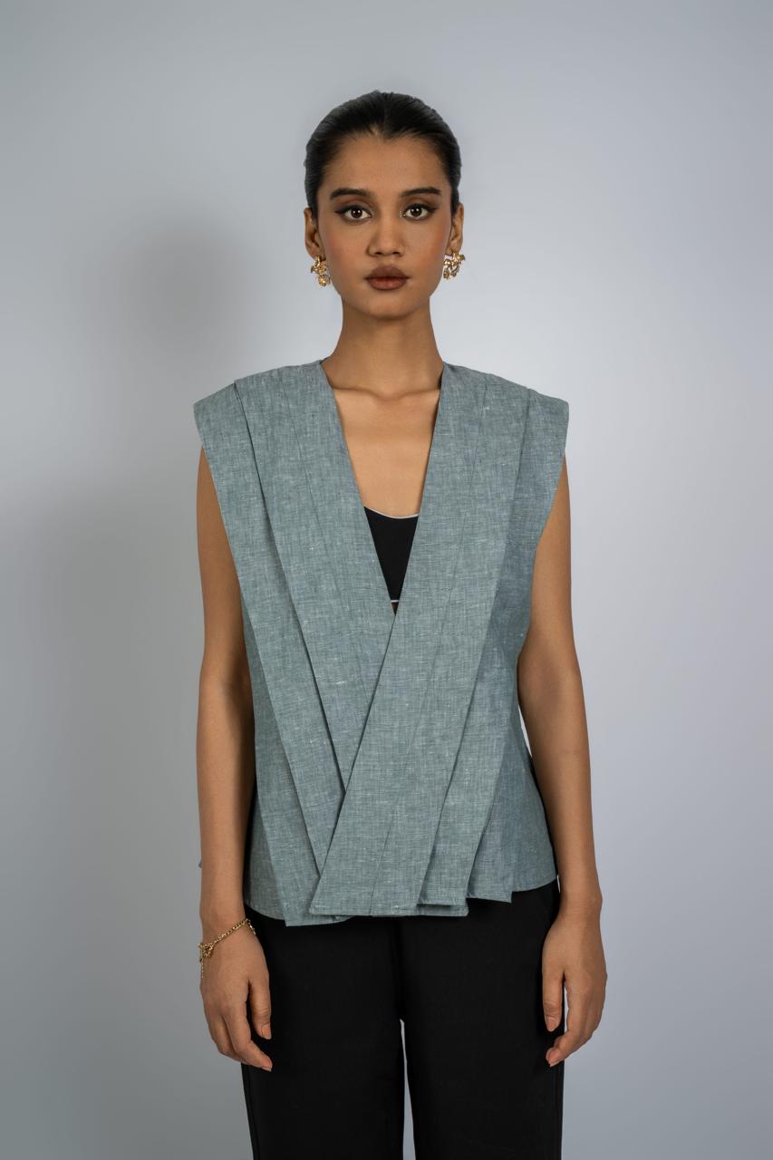 Pleated Linen Jacket