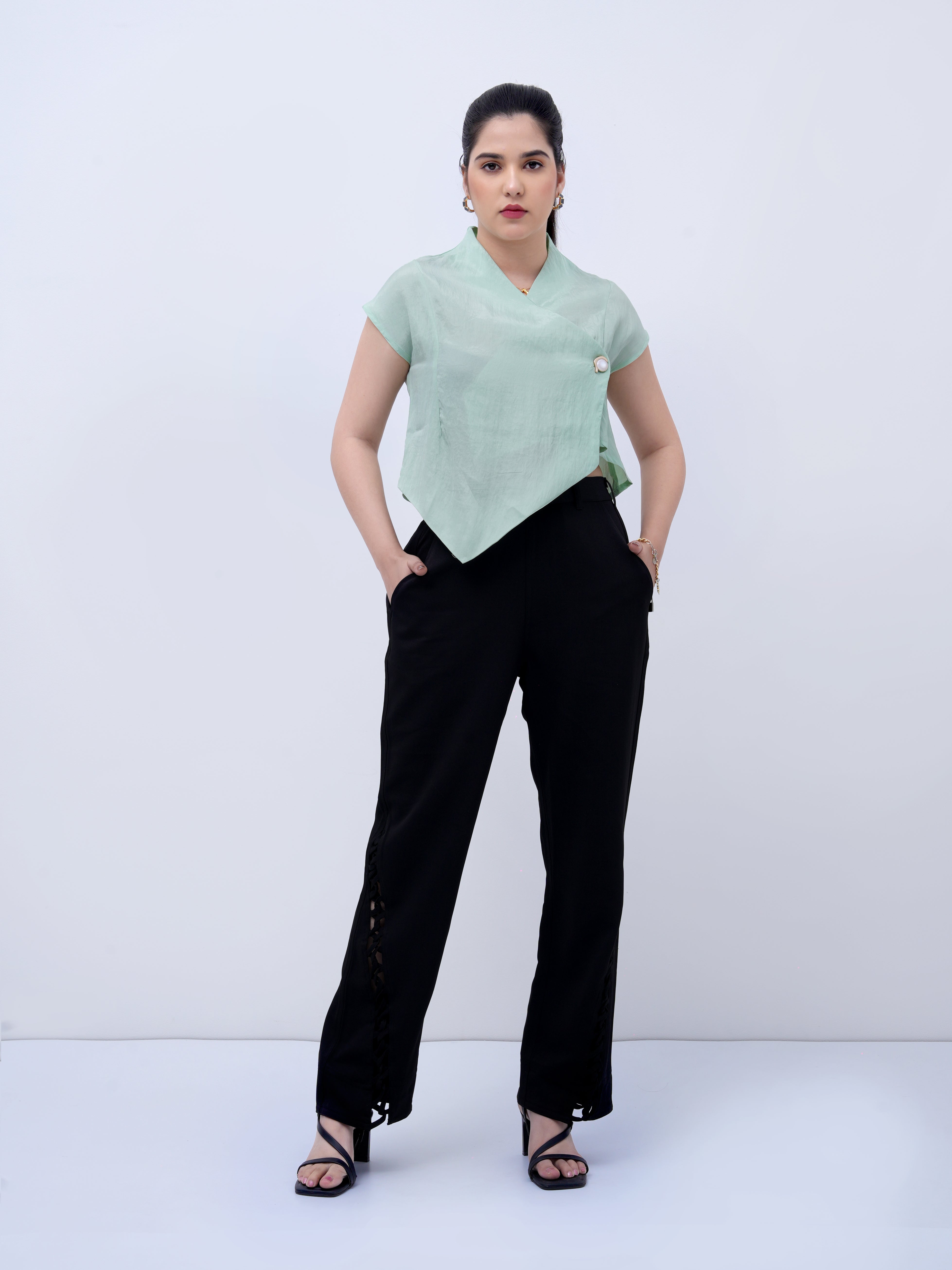 Side Button Mint Green Top