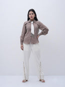 Pearl Drape Tie White