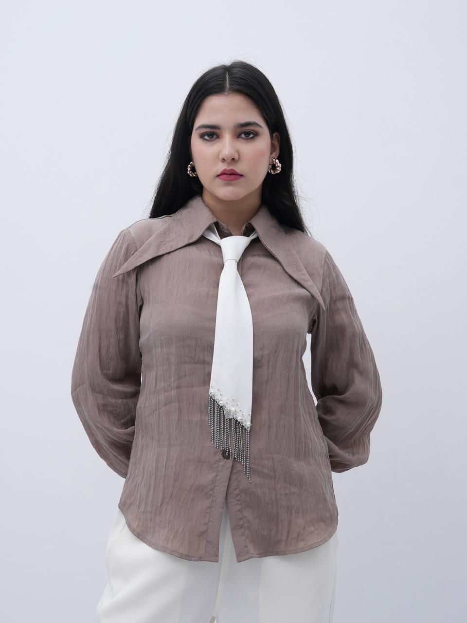 Pearl Drape Tie White