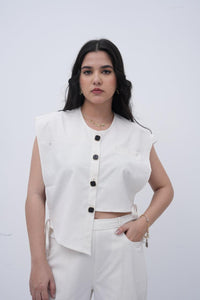 The Side-Tie Power White Top