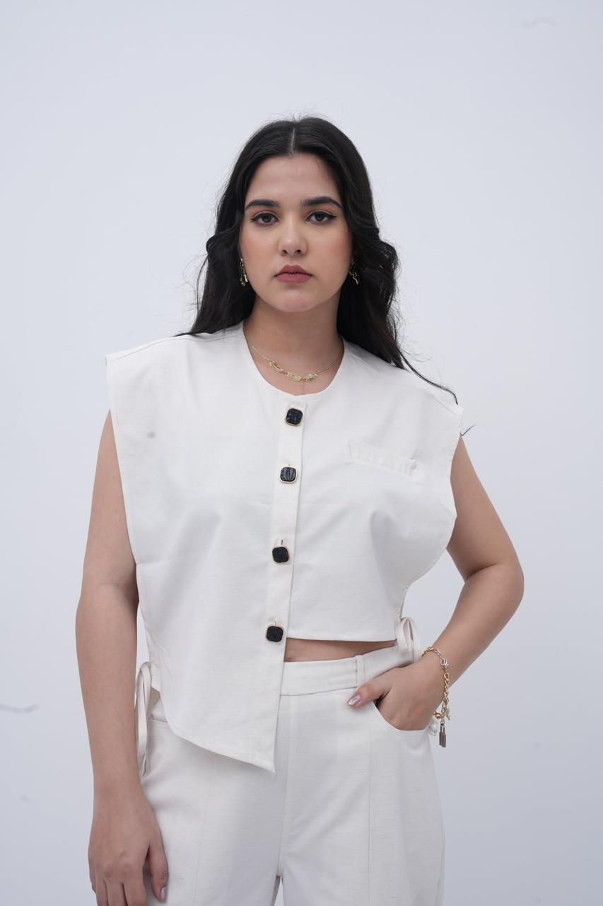 The Side-Tie Power White Top