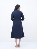 Trench Twist Midi Navy Blue Dress