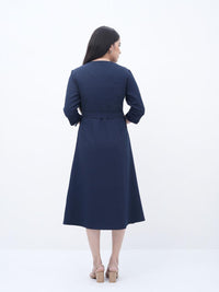 Trench Twist Midi Navy Blue Dress
