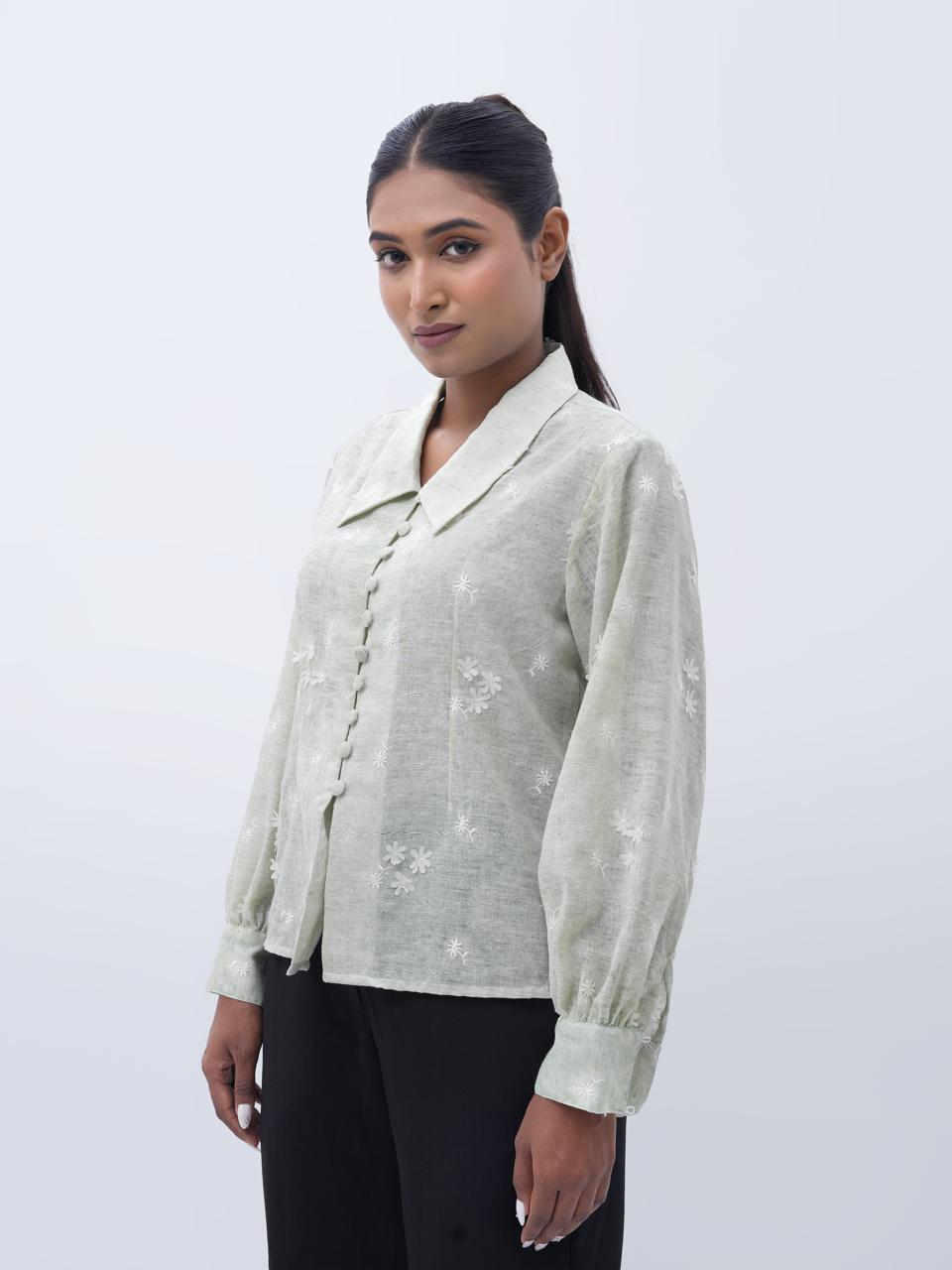 Floral Dream Pastel Green Shirt