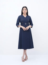 Trench Twist Midi Navy Blue Dress