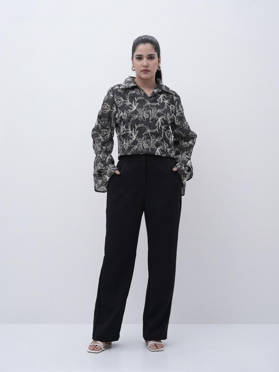 Monochrome Floral Top